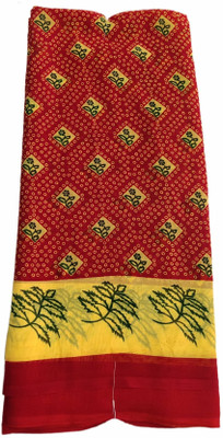 om Shakti Digital Print Bandhani Chiffon Saree(Red)