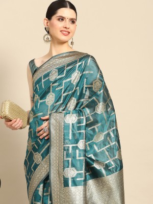 Sareemall Woven Kanjivaram Organza Saree(Blue)