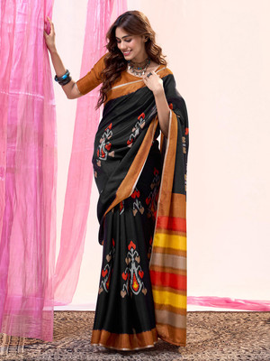 Divastri Printed Bollywood Art Silk Saree(Black)