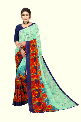 Vimalnath Synthetics Printed Daily Wear Georgette Saree(Light Green)