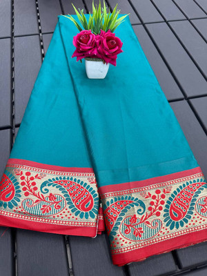 A To Z Cart Self Design Assam Silk Silk Blend Saree(Light Blue)