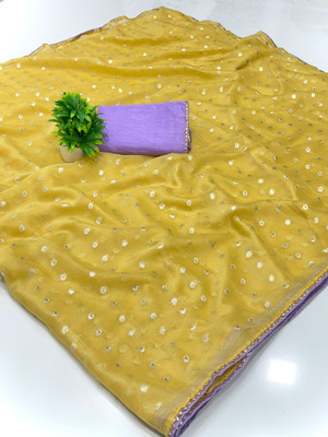 kastbhanjan nx Floral Print Bollywood Georgette Saree(Yellow)