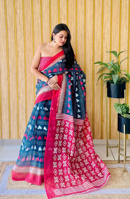 wonaari Printed Daily Wear Silk Blend Saree(Multicolor)