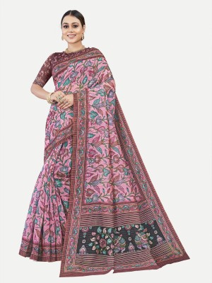 Tavas Printed Chanderi Chanderi Saree(Pink)