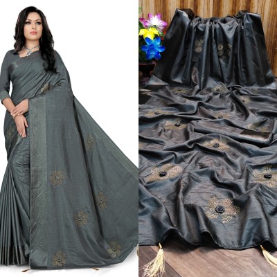 Shilpa Fashion Self Design Bollywood Art Silk Saree(Grey)