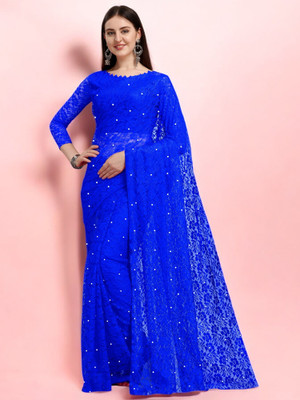 NEXAA Printed Bollywood Brasso Saree(Blue)