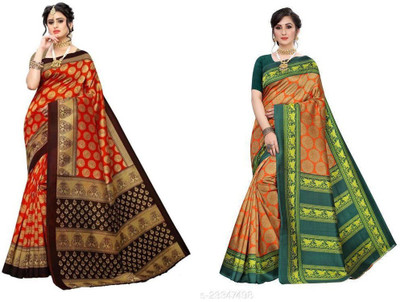 SVB Sarees Printed Bollywood Art Silk Saree(Multicolor)