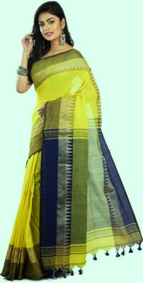 GaurabHandloom Self Design Handloom Pure Cotton Saree(Light Green)