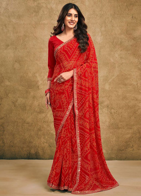 SAPTAK FASHION Woven Handloom Cotton Blend Saree(Red)