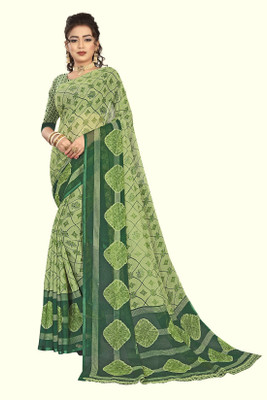 Vimalnath Synthetics Printed Daily Wear Georgette Saree(Light Green)