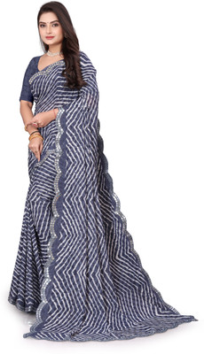 Aadimam Creation Printed Leheria Georgette Saree(Grey)