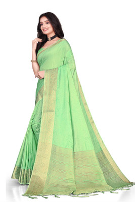 Aarunika MNT Woven Bollywood Pure Silk Saree(Light Green)