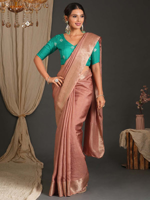 Sareemall Solid/Plain Banarasi Viscose Rayon Saree(Pink)