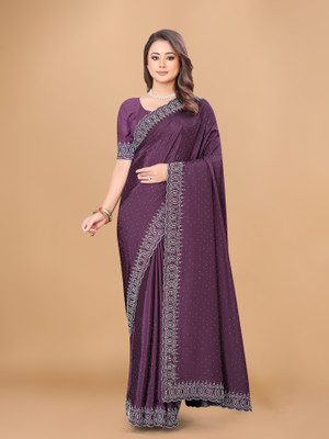 Tejal Creation Self Design Bollywood Crepe Saree(Purple)