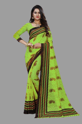 Vimalnath Synthetics Printed Mysore Georgette Saree(Light Green)