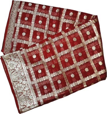 Hari Priya Fashion Embellished, Woven Banarasi Viscose Rayon, Georgette Saree(Red)