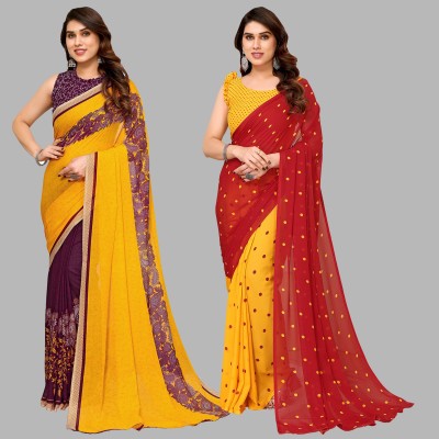 kashvi sarees Printed Bollywood Georgette Saree(Pack of 2, Multicolor)