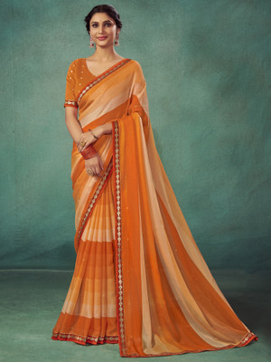 Sareemall Embellished Bollywood Chiffon Saree(Orange)