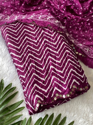 Yogik Creation Printed Bandhani Art Silk Saree(Purple)