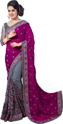 Divastri Embellished Bollywood Art Silk, Net Saree(Purple)