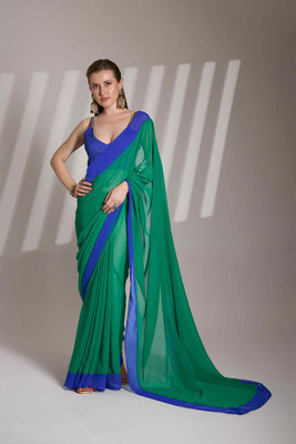 shiv textiles Embellished Bollywood Chiffon Saree(Green)
