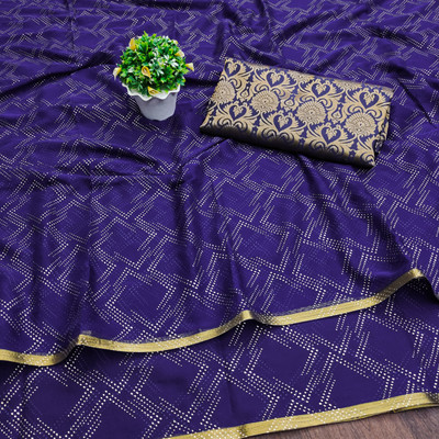 DIVYASHAKTI FASHION Embellished Bollywood Chiffon Saree(Dark Blue)