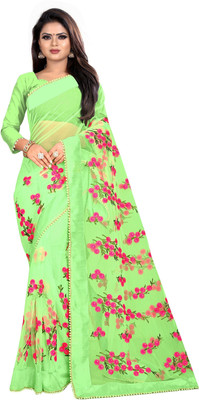 JSItaliya Embroidered Bollywood Net Saree(Light Green)