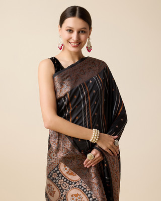 SICHYAH Woven, Embellished, Self Design Kanjivaram Pure Silk Saree(Black)