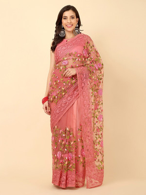 Julee Embroidered Bollywood Net Saree(Multicolor)