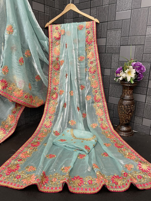 Radheradhey Embroidered Bollywood Jimmy choo Saree(Light Blue)