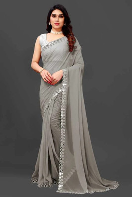 Manan Creation Embellished Bollywood Georgette Saree(Grey)