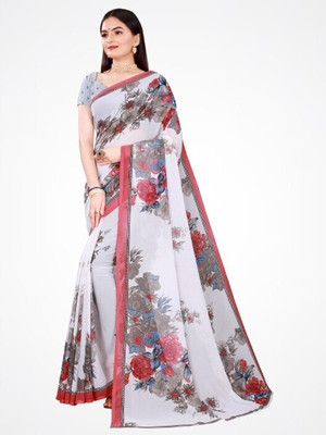 Suali Printed Bollywood Georgette Saree(White)