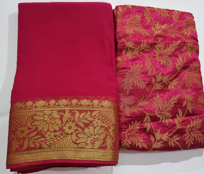 Durga Emporio Woven Bhagalpuri Georgette, Chiffon Saree(Pink)