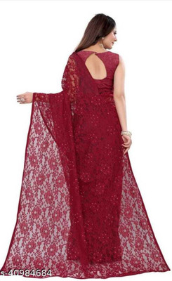 NEXA Self Design Bollywood Net Saree(Maroon)
