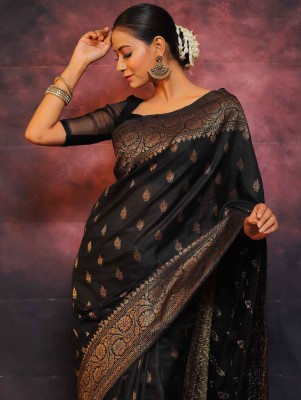 ALMAARI FASHION Embellished Banarasi Pure Silk Saree(Black)