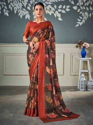 Sareemall Printed Daily Wear Chiffon Saree(Brown)