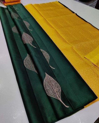 KAKADIYA Self Design Kanjivaram Pure Silk Saree(Green)