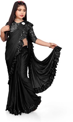 PANETAR Embellished Bollywood Lycra Blend Saree(Black)