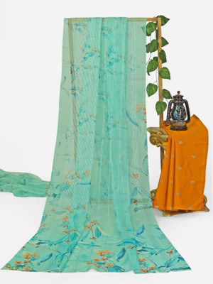 kaizen texo fab Digital Print Bollywood Organza Saree(Blue)