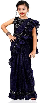 SwiftStyle Embellished Bollywood Lycra Blend Saree(Blue)