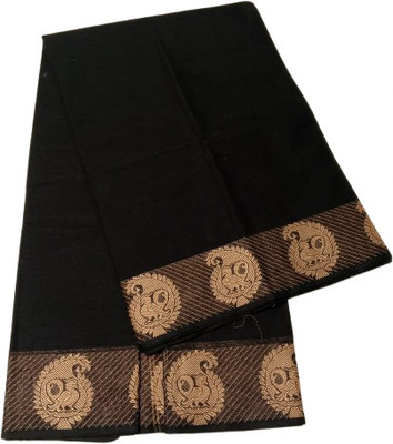 PME Woven Chettinadu Pure Cotton Saree(Black)
