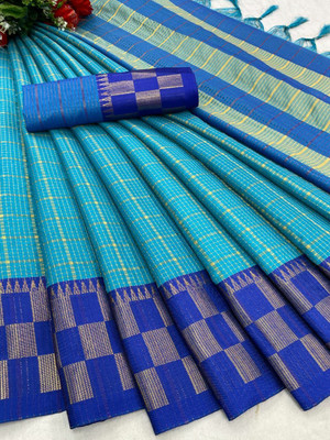 Juhi Collection Woven Kanjivaram Cotton Silk Saree(Multicolor)