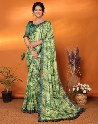YASHIKA Embellished Bollywood Georgette Saree(Green)
