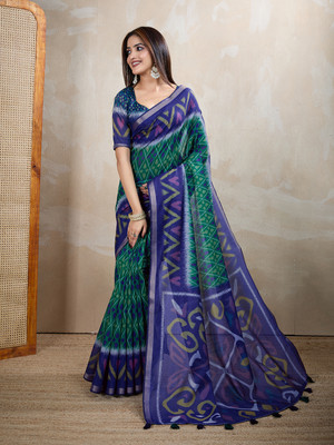 Gulkee Printed Bollywood Chanderi Saree(Green)