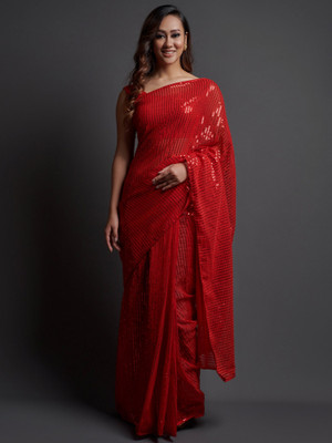 Sareemall Embellished Bollywood Georgette Saree(Red)