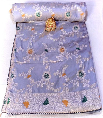Jai maa bhagwati enterprises Floral Print, Solid/Plain, Self Design Banarasi Art Silk Saree(Grey)