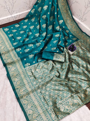 TARTAM Printed Banarasi Jacquard Saree(Green)