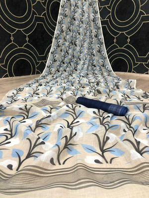 Arpita Fashion Digital Print, Floral Print Bollywood Linen Saree(Multicolor)