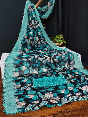 KESHAV Printed Daily Wear Georgette Saree(Blue)