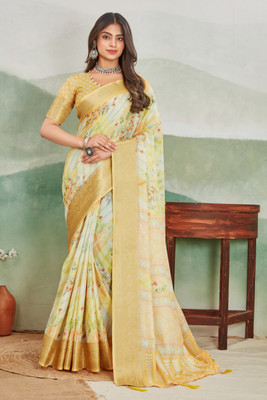 M.B.ENTERPRISE Digital Print Bollywood Viscose Rayon Saree(Light Green)